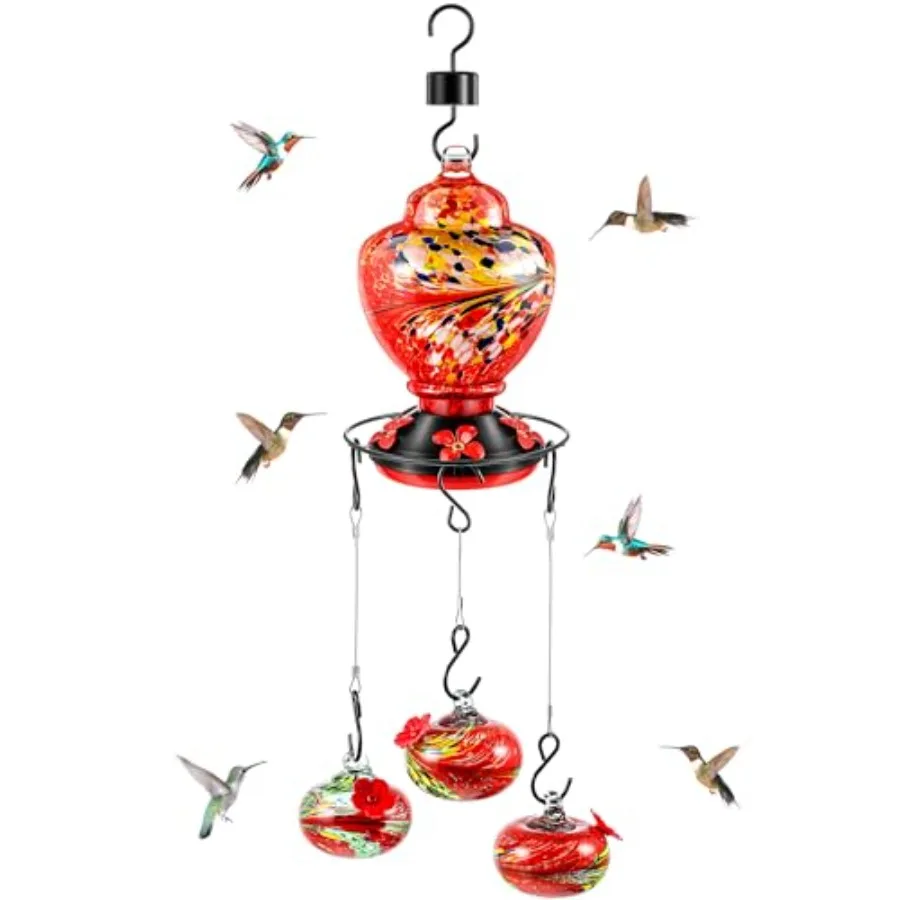 Outdoor Wind Chimes Hummingbird Feeder with Hand Blown Glass Design in Blue for Christmas Housewarming Gift Hanging Garden Deco
Outdoor Wind Chimes Hummingbird Feeder with Hand Blown Glass Design in Blue for Christmas Housewarming Gift Hanging Garden Deco