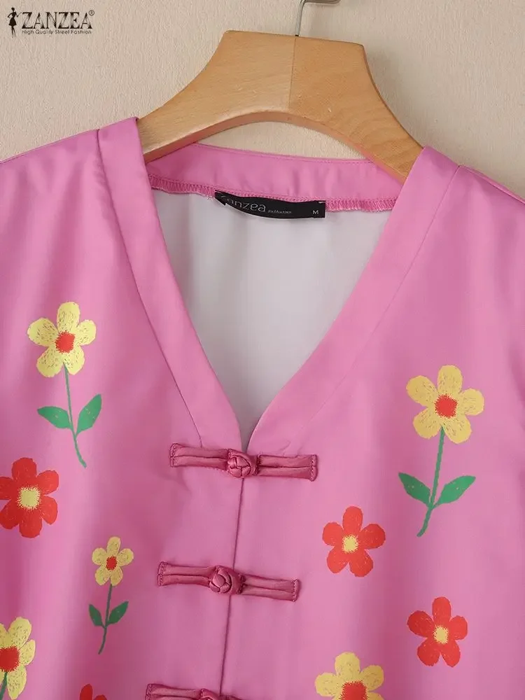 ZANZEA женские розовые рубашки с цветочным принтом, винтажная рубашка с v-образным вырезом и длинными рукавами на пуговицах в виде лягушки, повседневная женская одежда, S-3XL
ZANZEA женские розовые рубашки с цветочным принтом, винтажная рубашка с v-образным вырезом и длинными рукавами на пуговицах в виде лягушки, повседневная женская одежда, S-3XL