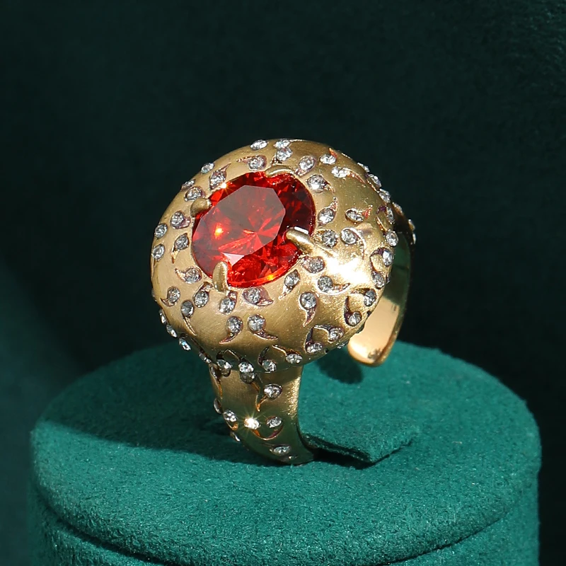 Round Gold Color Vintage Crystal Orange Ring Full Rhinestone Luxury Designer Style High Quality Woman Wedding Decoration Jewelry
Round Gold Color Vintage Crystal Orange Ring Full Rhinestone Luxury Designer Style High Quality Woman Wedding Decoration Jewelry