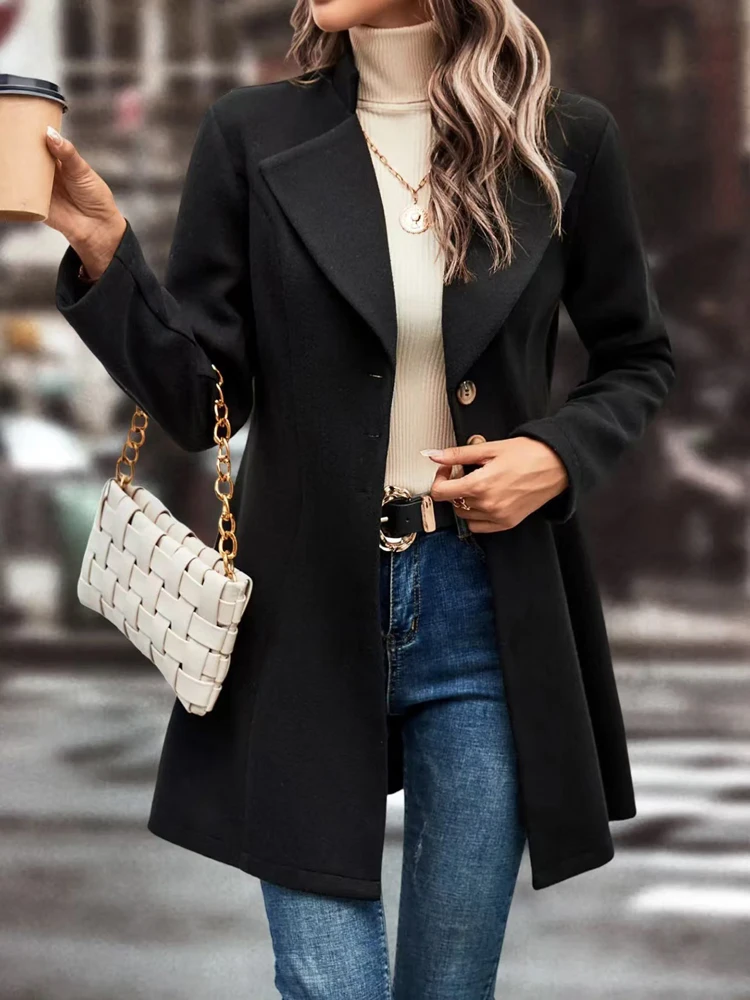 FSMG Fashion Turn Down Collar Ele Slim Fit Wool Coat Women's Solid Long Sleeve Single Breasted Thin Outerwear Office Jacket Lady
FSMG Fashion Turn Down Collar Ele Slim Fit Wool Coat Women's Solid Long Sleeve Single Breasted Thin Outerwear Office Jacket Lady