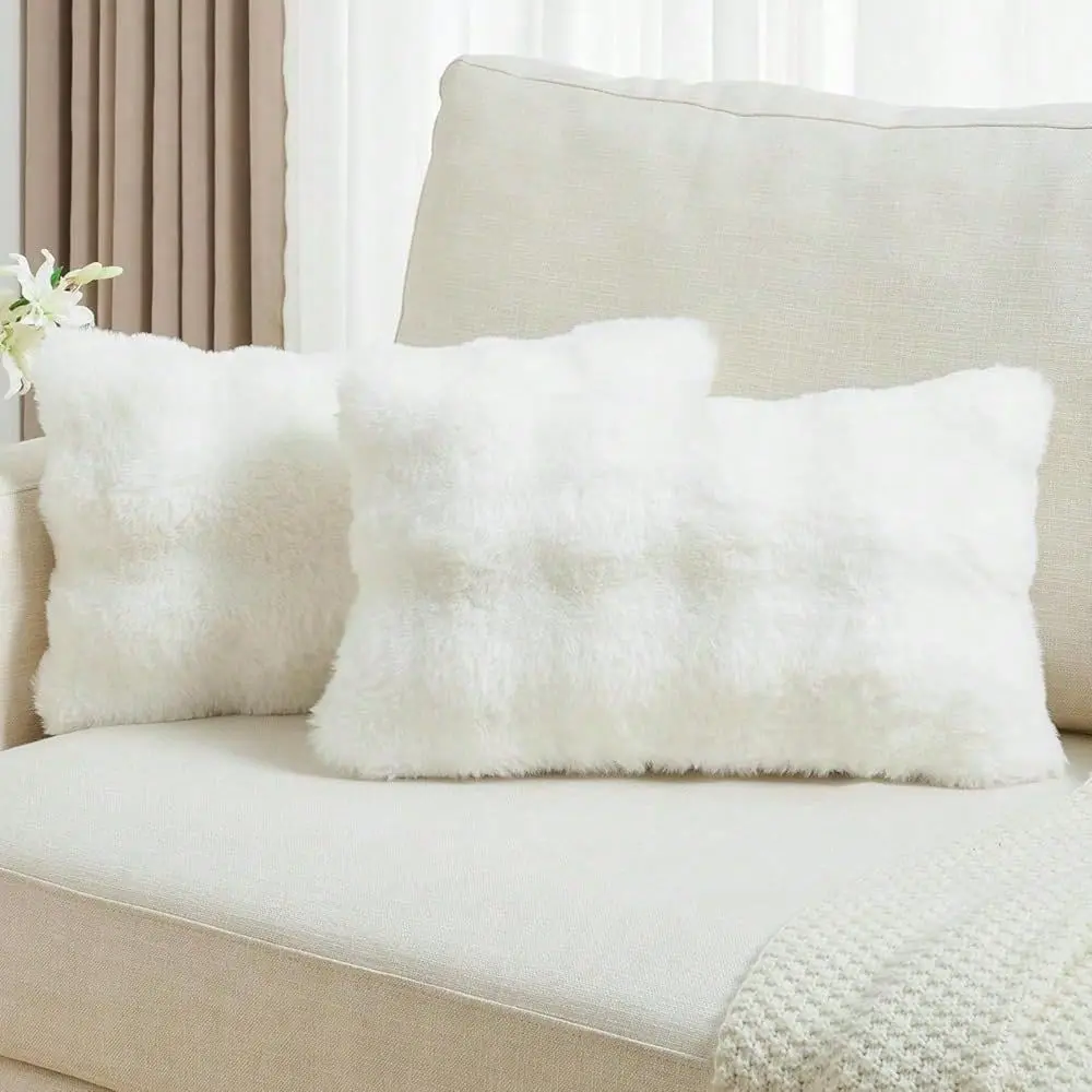 White Decorative Throw Pillow Covers 12x20 Inch Set Of 2,Soft Fuzzy Faux Rabbit Fur Pillow Case With Raised Texture,Neutral Boh
White Decorative Throw Pillow Covers 12x20 Inch Set Of 2,Soft Fuzzy Faux Rabbit Fur Pillow Case With Raised Texture,Neutral Boh