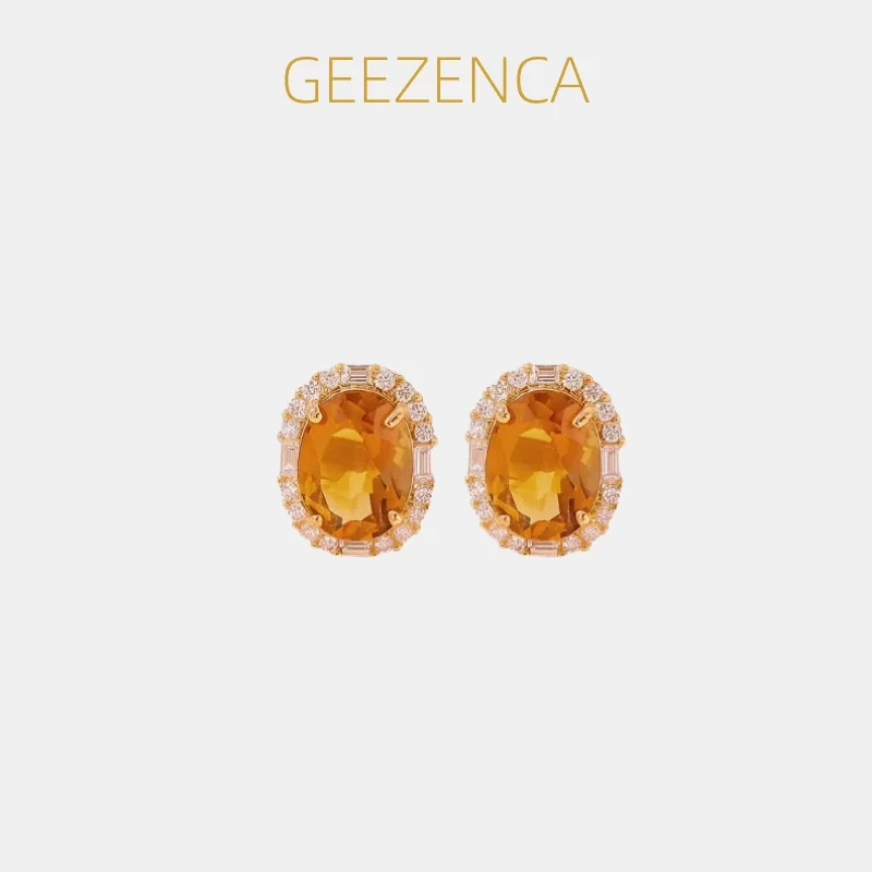 GEEZENCA Sparkle Faceted Citrine Stone 925 Silver Two Toned Oval Stud Earrings Women CZ Dainty Lightweight Small Earring Gift
GEEZENCA Sparkle Faceted Citrine Stone 925 Silver Two Toned Oval Stud Earrings Women CZ Dainty Lightweight Small Earring Gift