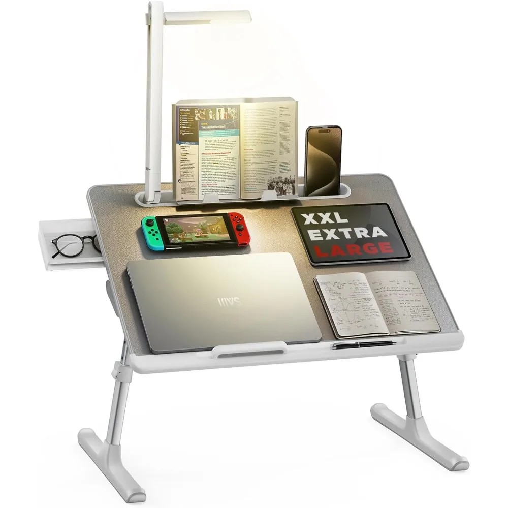 Laptop Bed Tray Desk with LED Desk Light, Adjustable Laptop Stand for Bed, XX-Large PVC Leather Foldable Laptop Table with
Laptop Bed Tray Desk with LED Desk Light, Adjustable Laptop Stand for Bed, XX-Large PVC Leather Foldable Laptop Table with