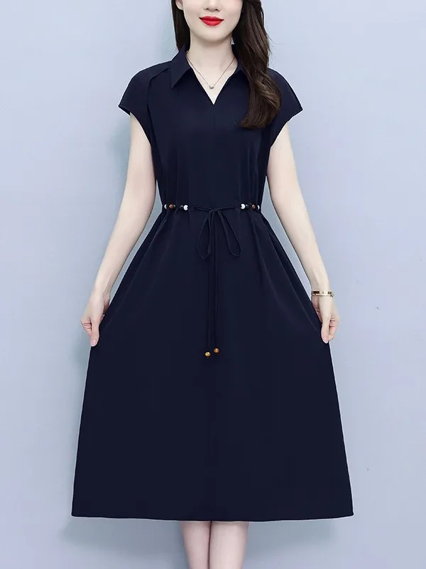 Summer 2026 Women's A-Line Dress Slim Fit High Waist Short Sleeve Midi Length Collar Commuter Style Polyester Fiber
Summer 2026 Women's A-Line Dress Slim Fit High Waist Short Sleeve Midi Length Collar Commuter Style Polyester Fiber