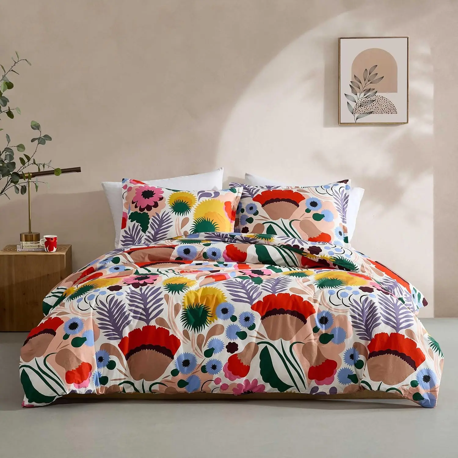Reversible Cotton Percale Duvet Cover Set with Matching Shams, Floral Home Decor for Full/Queen Bed
Reversible Cotton Percale Duvet Cover Set with Matching Shams, Floral Home Decor for Full/Queen Bed