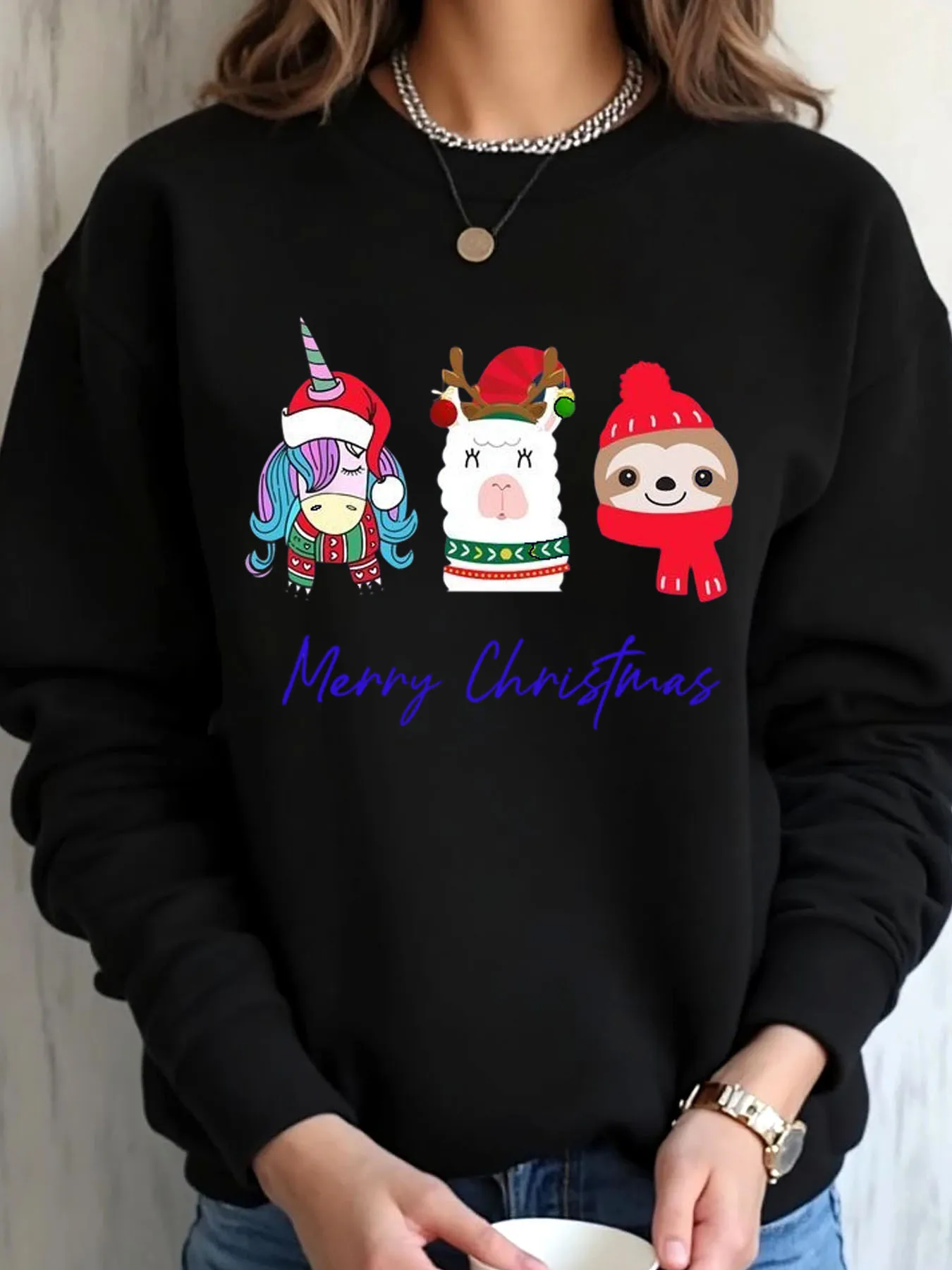 Женская толстовка большого размера с рождественским единорогом, оленем, ленивцем, принтом, веселого Рождества, уличная одежда
Женская толстовка большого размера с рождественским единорогом, оленем, ленивцем, принтом, веселого Рождества, уличная одежда