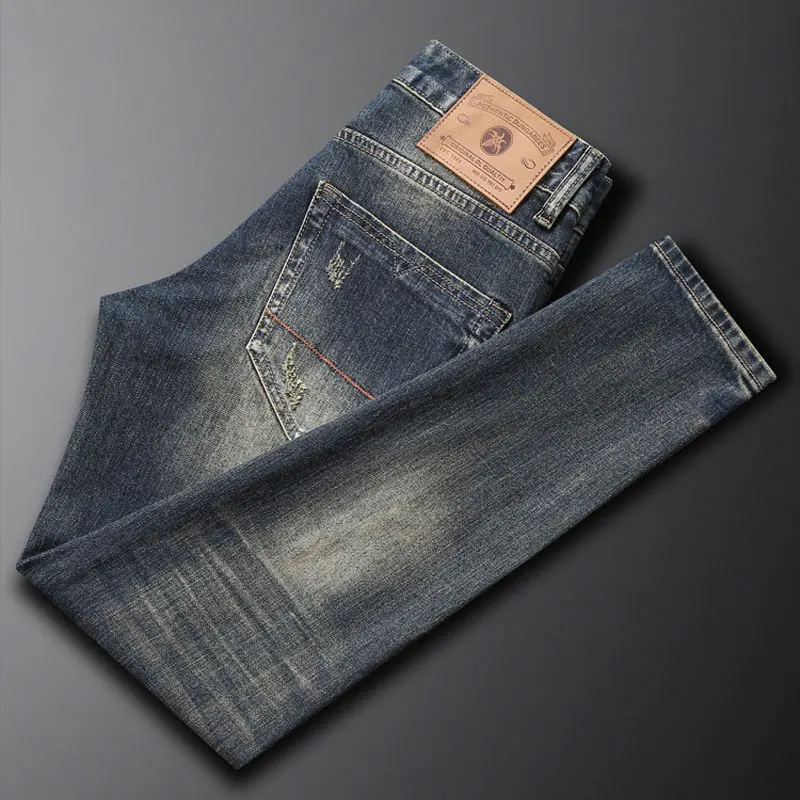 Fashion Designer Men Jeans High Quality Retro Washed Blue Stretch Slim Fit Ripped Jeans Men Vintage Casual Denim Pants Hombre
Fashion Designer Men Jeans High Quality Retro Washed Blue Stretch Slim Fit Ripped Jeans Men Vintage Casual Denim Pants Hombre