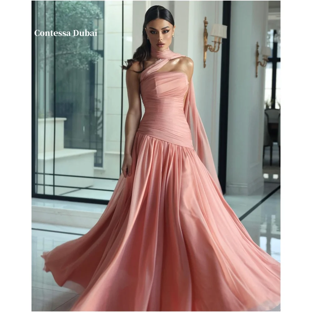 Contessa Dubai Pleated Detachable Shawl Sheath Prom Dresses Side High Split Straplessفساتين سهراتSleeveless Trainrobes de soirée
Contessa Dubai Pleated Detachable Shawl Sheath Prom Dresses Side High Split Straplessفساتين سهراتSleeveless Trainrobes de soirée