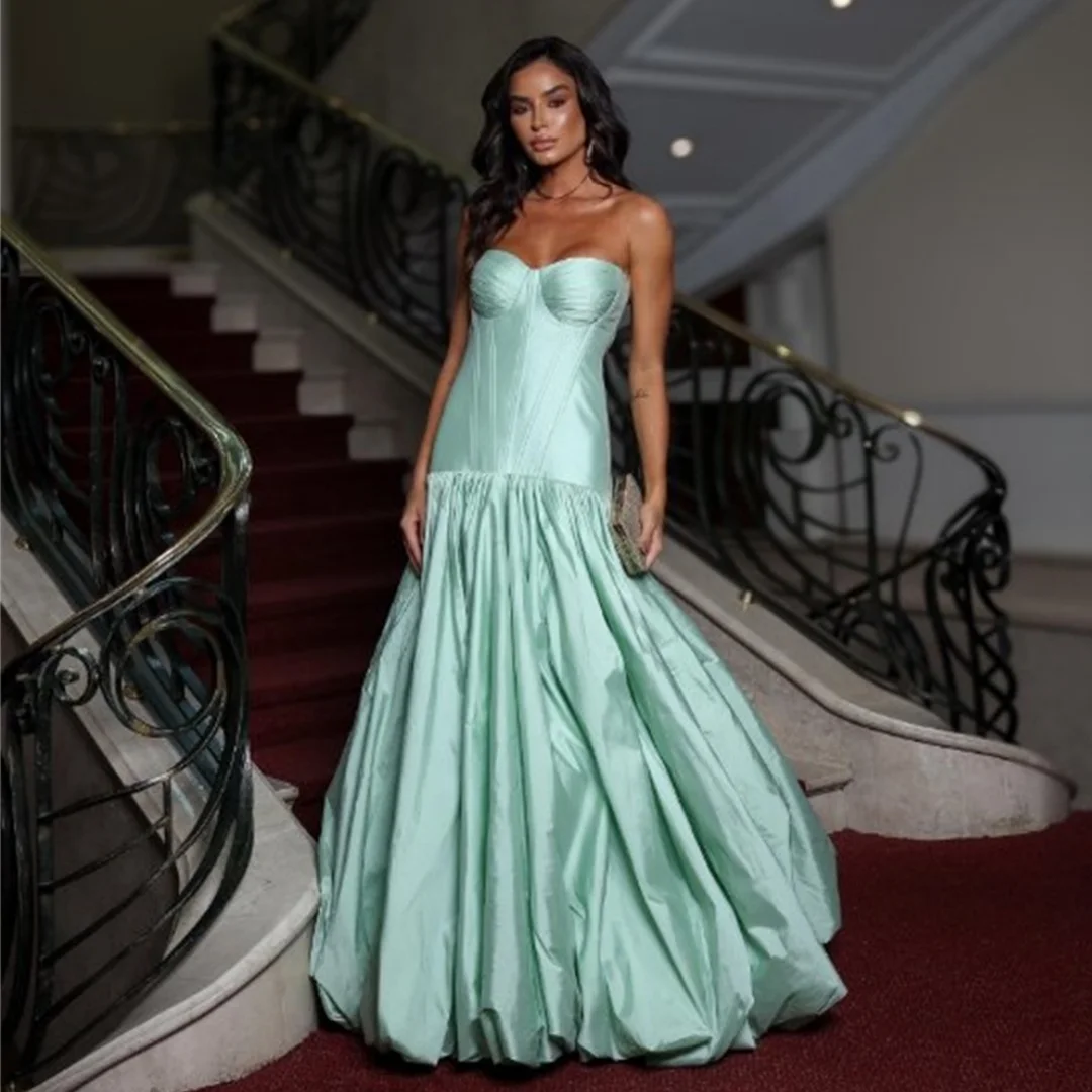 Sage Strapless Evening Dresses Women Corset vestidos de noche Graduation Prom Dress Satin Party Gowns Customized
Sage Strapless Evening Dresses Women Corset vestidos de noche Graduation Prom Dress Satin Party Gowns Customized