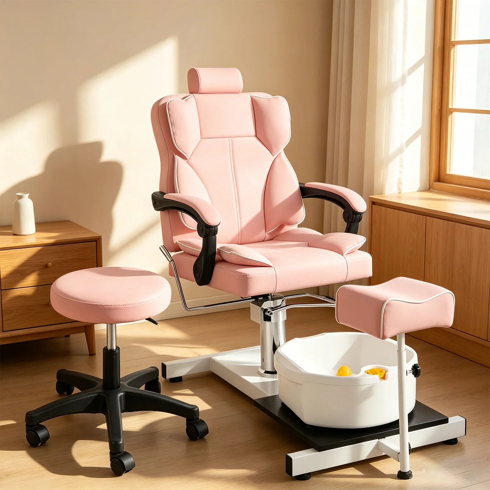 360° Swivel Pedicure Chair with Foot Spa Function, Comfortable Foot Repair Station for Nail Salons, Beauty Spa & Leisure Centers
360° Swivel Pedicure Chair with Foot Spa Function, Comfortable Foot Repair Station for Nail Salons, Beauty Spa & Leisure Centers