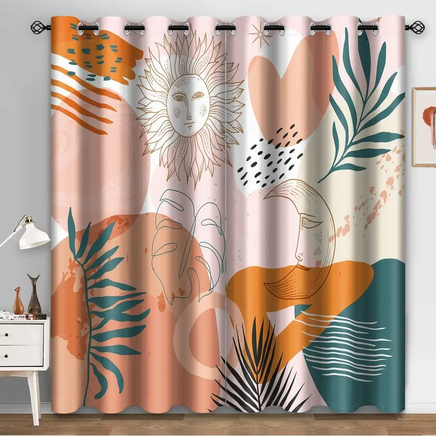 Шторы блэкаут в стиле бохо с абстрактным минималистичным рисунком солнца, луны и листьев, декор для спальни и гостиной, с люверсами
Шторы блэкаут в стиле бохо с абстрактным минималистичным рисунком солнца, луны и листьев, декор для спальни и гостиной, с люверсами