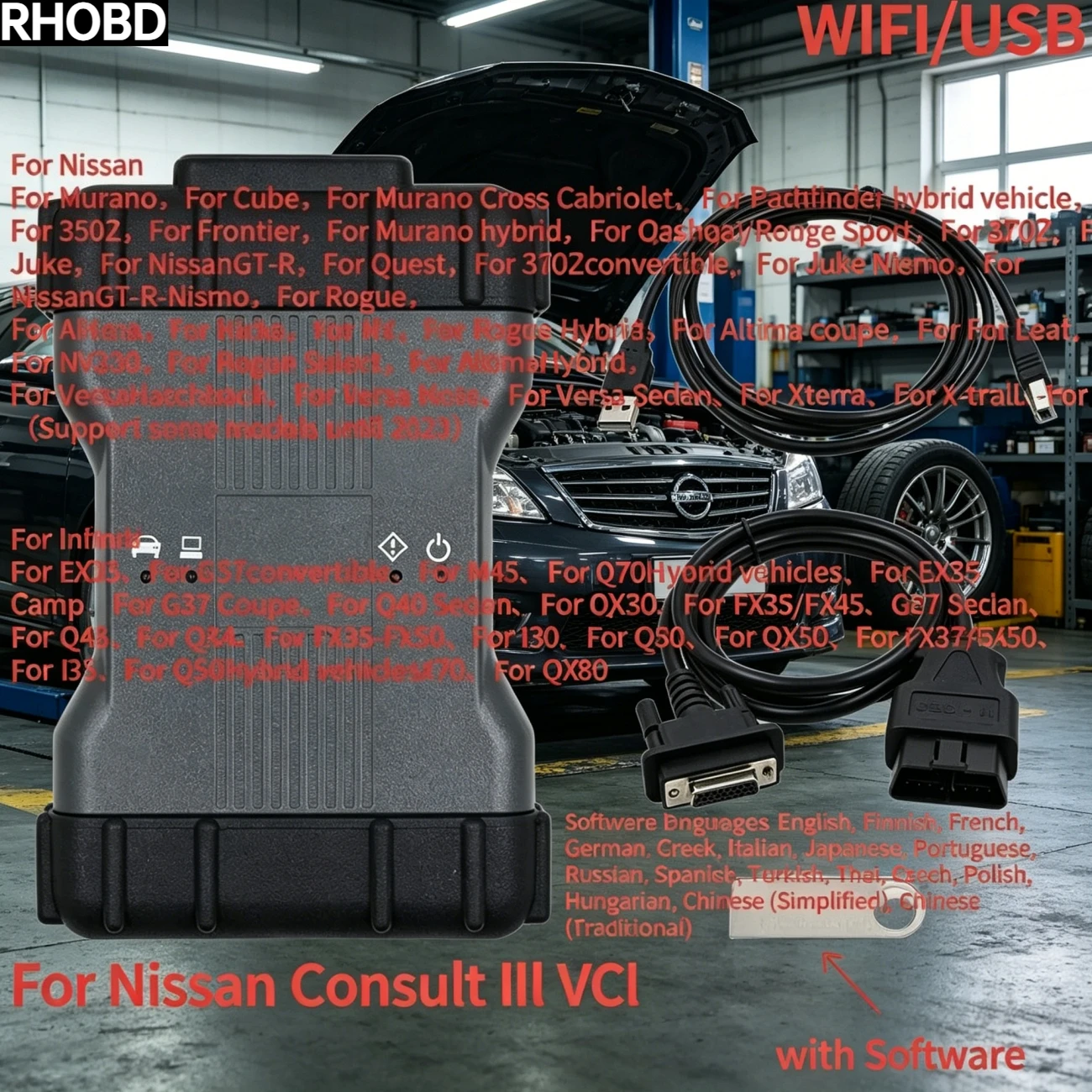 NEWBest Version Wifi USB for Nissan Consult OBD2 VCI Key Programming V241 for Infiniti Immobilizer Better than Consult 3 Plus
NEWBest Version Wifi USB for Nissan Consult OBD2 VCI Key Programming V241 for Infiniti Immobilizer Better than Consult 3 Plus