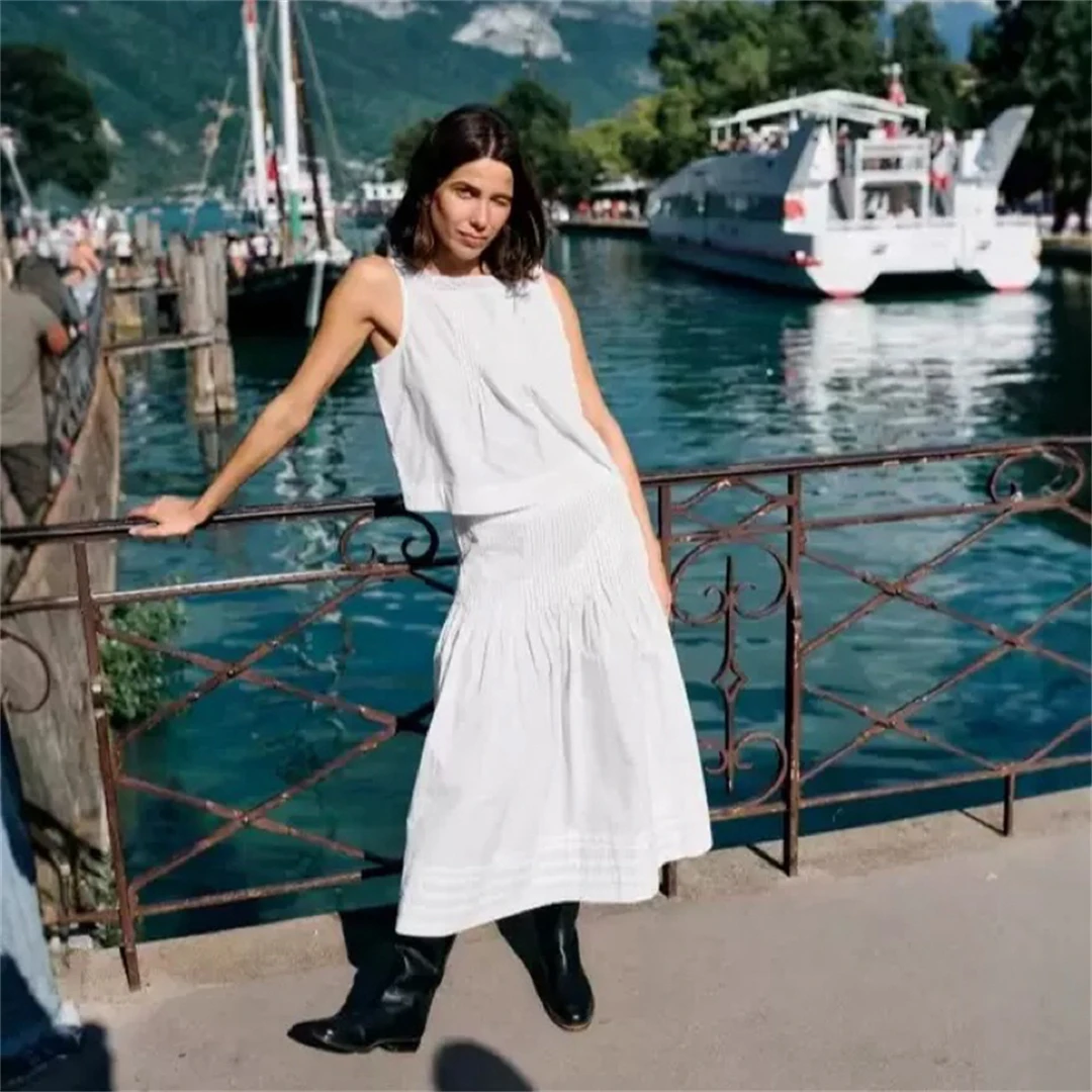 Parisian Sweet Lace Accordion Pleat Long Dress Spring Holiday Style Women's Set Casual Breathable Cotton Sleeveless round Neck
Parisian Sweet Lace Accordion Pleat Long Dress Spring Holiday Style Women's Set Casual Breathable Cotton Sleeveless round Neck