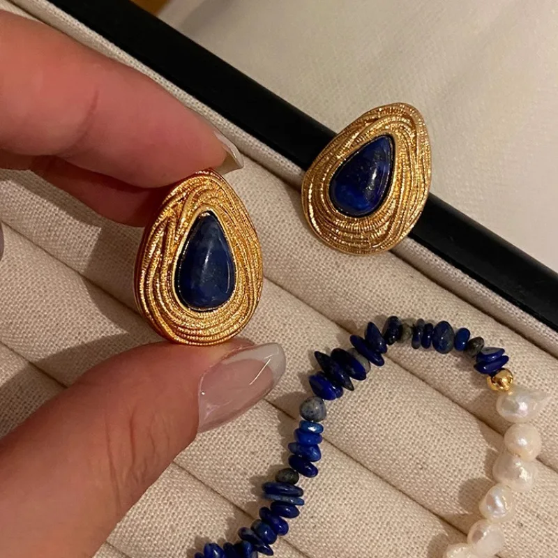 New 925 Sterling Silver Stud Earrings Droplet Golden Vintage Blue Geometric For Women Girl Gift Jewelry Dropshipping Wholesale
New 925 Sterling Silver Stud Earrings Droplet Golden Vintage Blue Geometric For Women Girl Gift Jewelry Dropshipping Wholesale