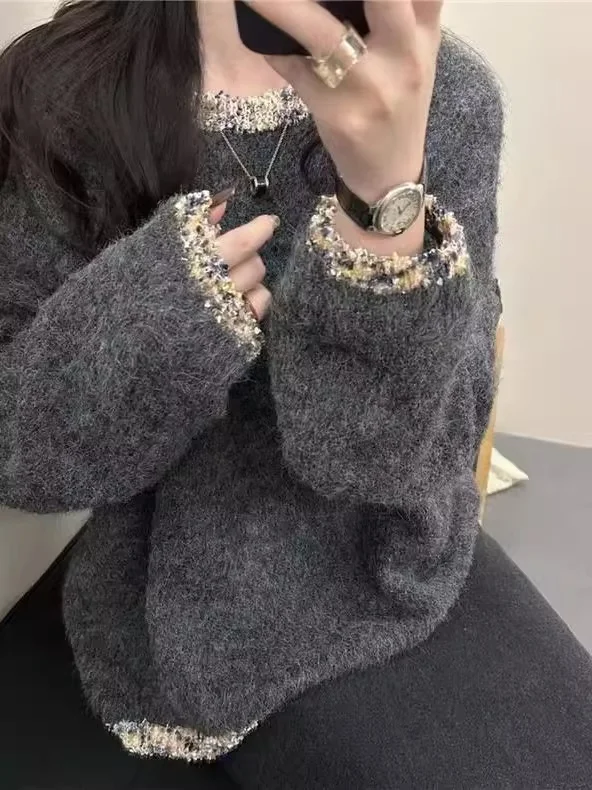 Extra Large 300 Pounds Color Block Knit Sweater Women's Autumn Winter Long Sleeve Pullover Soft Cozy Knitted Top for Teens
Extra Large 300 Pounds Color Block Knit Sweater Women's Autumn Winter Long Sleeve Pullover Soft Cozy Knitted Top for Teens