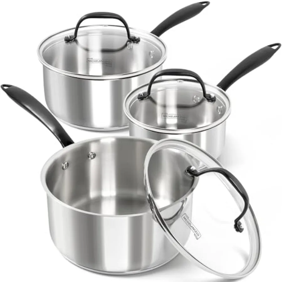 Tri-Ply Stainless Steel Saucepan with Lid 6 Pcs Stainless Steel Sauce Pans with Cool Handle 6 Pcs Multipurpose Sauce Pots Set f
Tri-Ply Stainless Steel Saucepan with Lid 6 Pcs Stainless Steel Sauce Pans with Cool Handle 6 Pcs Multipurpose Sauce Pots Set f