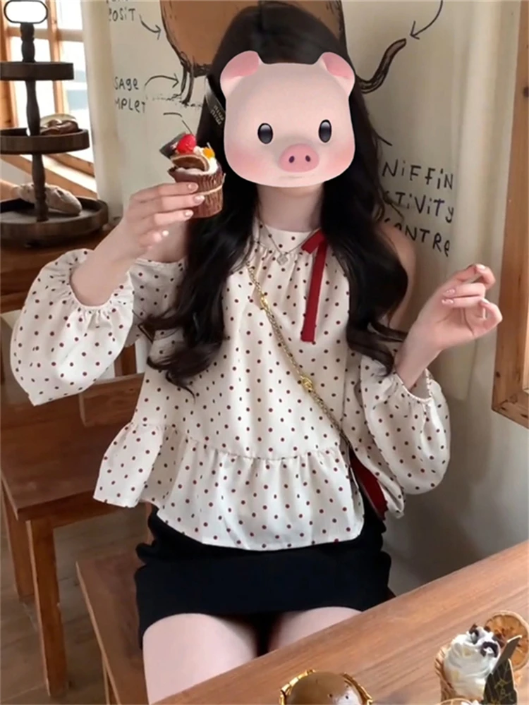 Polka Dot Bowknot oulder Bared Anti Aging irt Women's Faionable Spring New Sle Korean Version Slim Fit Long...
Polka Dot Bowknot oulder Bared Anti Aging irt Women's Faionable Spring New Sle Korean Version Slim Fit Long...