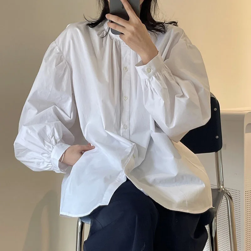 WITANYUW Korean Style Chic Shirt Stand Collar Single Breasted Lantern Sleeve Loose Casual Solid Color Shirts Female Top
WITANYUW Korean Style Chic Shirt Stand Collar Single Breasted Lantern Sleeve Loose Casual Solid Color Shirts Female Top