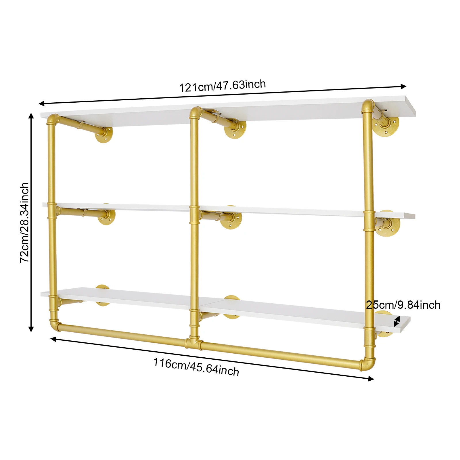 116*25*72cm Clothing Rack with Shelves Industrial Pipe Clothing Rack Wall Mounted Storage Shelf Be Used in Hallways Kitchens Bedrooms Clothing Stores Apartments Etc to Store Coats Hats Handbags
116*25*72cm Clothing Rack with Shelves Industrial Pipe Clothing Rack Wall Mounted Storage Shelf Be Used in Hallways Kitchens Bedrooms Clothing Stores Apartments Etc to Store Coats Hats Handbags