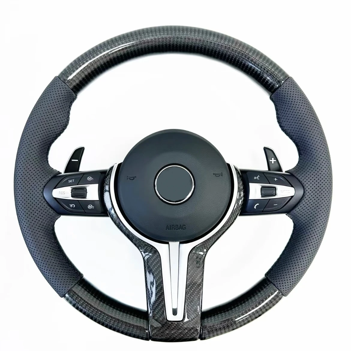 Руль из карбона M Sport для BMW F30 F10 F11 F16 F20 F22 F26 F32 F33 F36 M3 M4 M5 с перфорированной кожаной отделкой
Руль из карбона M Sport для BMW F30 F10 F11 F16 F20 F22 F26 F32 F33 F36 M3 M4 M5 с перфорированной кожаной отделкой