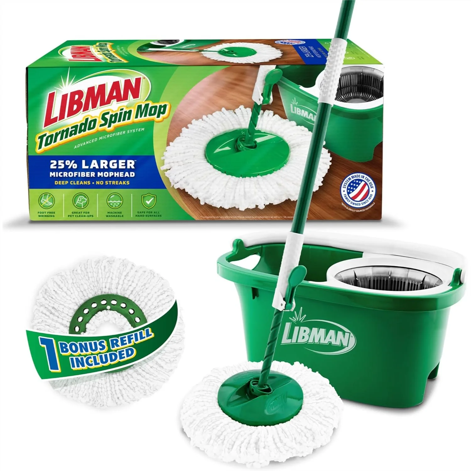 Spin Mop System with Bucket and Wringer Set for Hardwood Floor Cleaning, 2 Total Heads Included, Microfiber Refill
Spin Mop System with Bucket and Wringer Set for Hardwood Floor Cleaning, 2 Total Heads Included, Microfiber Refill
