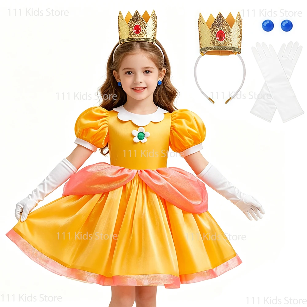Daisy Princess Cosplay Costume for Girls Anime Game Superbro Peach Role-play Dress with Accessory Children Halloween Outfits
Daisy Princess Cosplay Costume for Girls Anime Game Superbro Peach Role-play Dress with Accessory Children Halloween Outfits