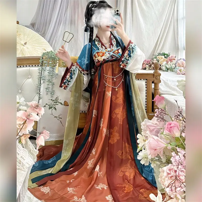 Hanfu Dress Women Chinese Vintage Hanfu Female Halloween Carnival Cosplay Costume Vintage Blue&Orange Printed Hanfu Tang Suits
Hanfu Dress Women Chinese Vintage Hanfu Female Halloween Carnival Cosplay Costume Vintage Blue&Orange Printed Hanfu Tang Suits