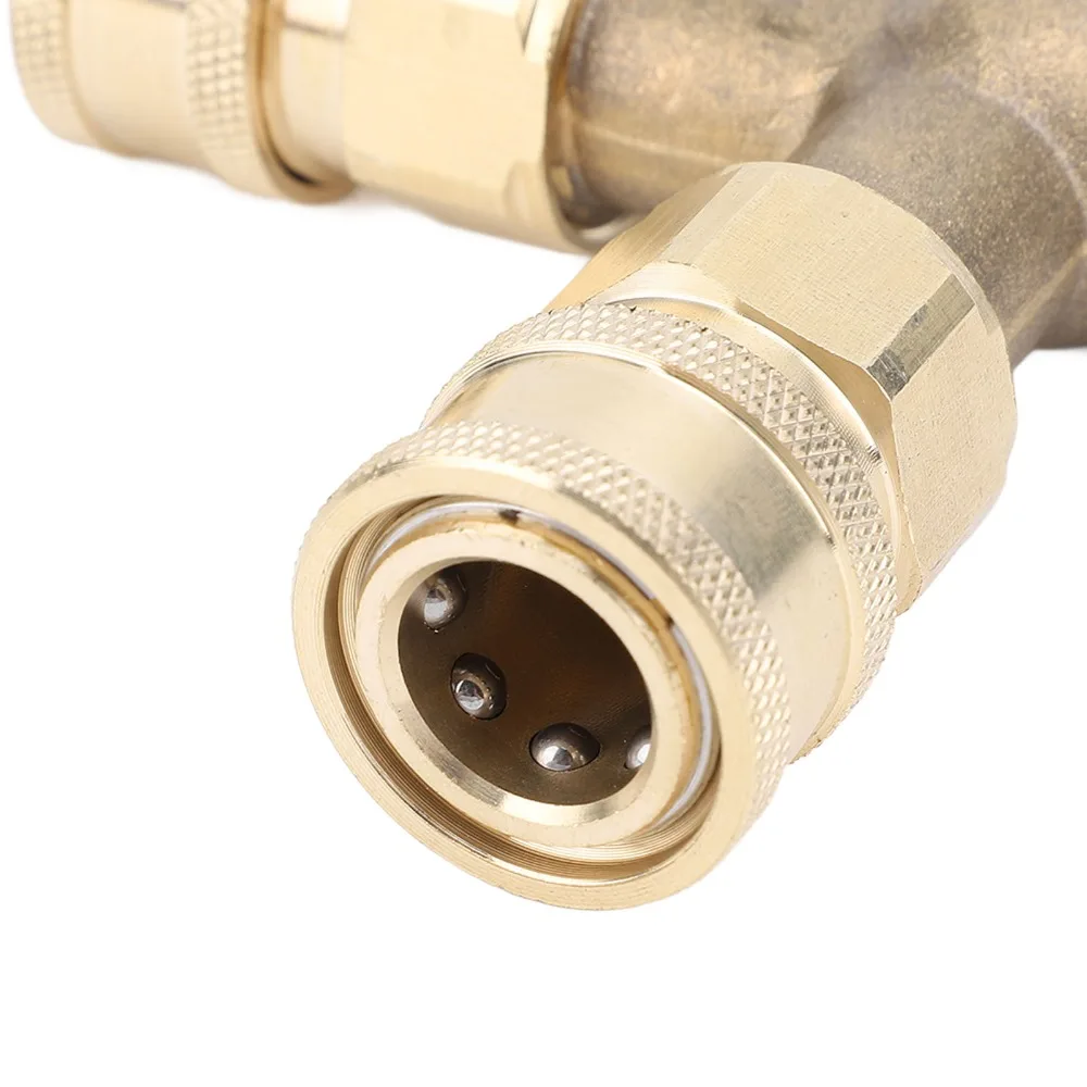 Brass Pressure Washer Tee Heavy Duty Three Way Tee Pressure Washer Coupler Easy To Install Washer Tee Fitting Car Washing Setup
Brass Pressure Washer Tee Heavy Duty Three Way Tee Pressure Washer Coupler Easy To Install Washer Tee Fitting Car Washing Setup