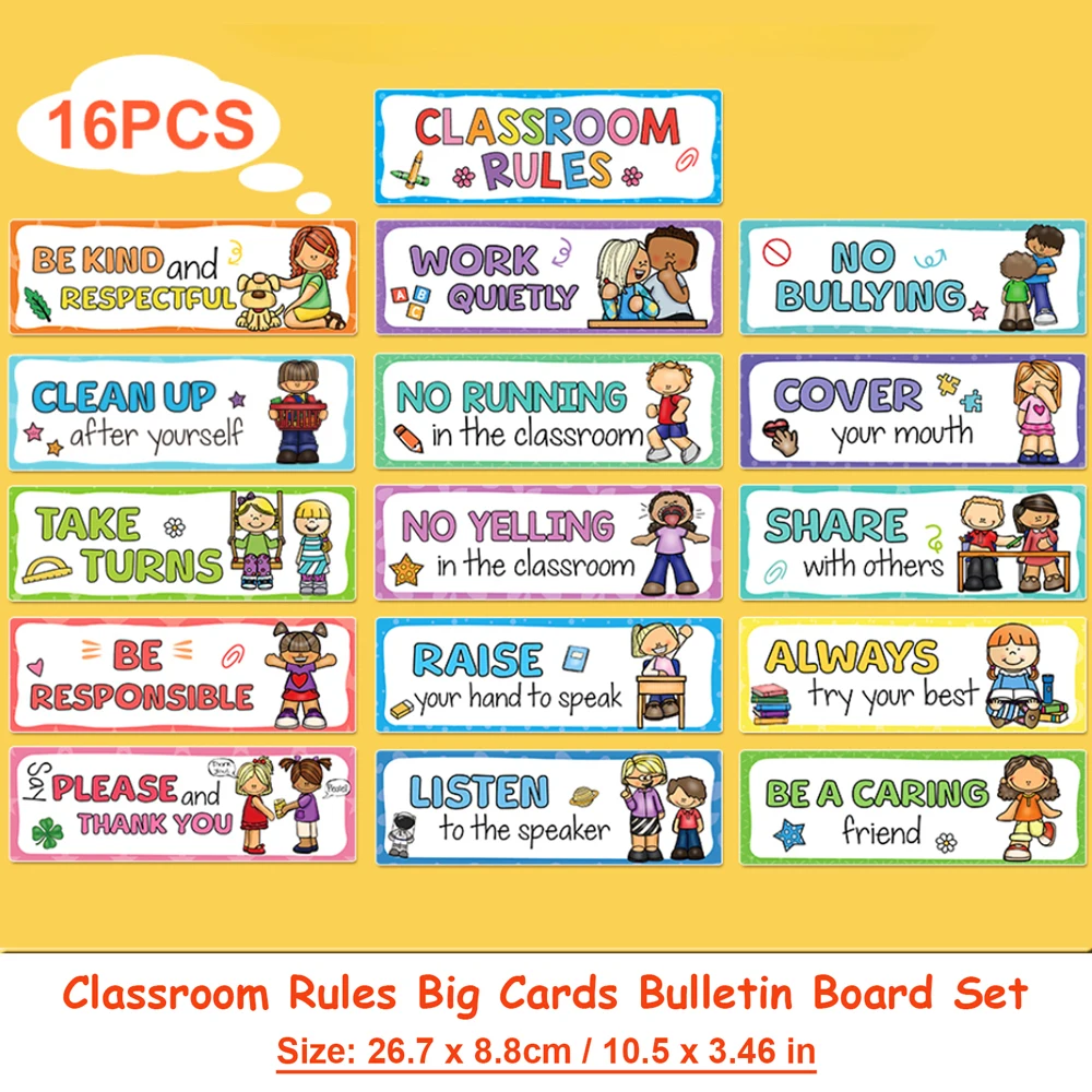 Classroom Rules Educational Posters Bulletin Board Set Preschool Developing Positive Good Habits Teaching Aids School Supplies
Classroom Rules Educational Posters Bulletin Board Set Preschool Developing Positive Good Habits Teaching Aids School Supplies