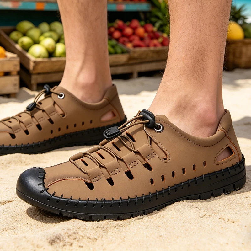 Men's Summer New Hollow out Breathable Leather Sandals Outdoor Anti-Slip Soft Bottom Casual Cover Toe Slip-On Shoes-8025
Men's Summer New Hollow out Breathable Leather Sandals Outdoor Anti-Slip Soft Bottom Casual Cover Toe Slip-On Shoes-8025