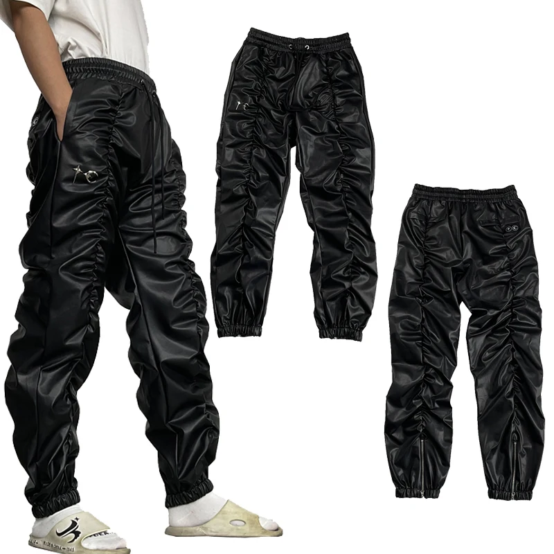 New THUG CLUB PU Leather Pants Japanese Clothing Metal Star Moon LOGO Thug Club Street Style Pleated Personality Pants
New THUG CLUB PU Leather Pants Japanese Clothing Metal Star Moon LOGO Thug Club Street Style Pleated Personality Pants
