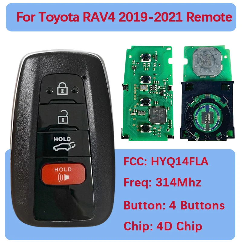 CN007183 Aftermarket 4-кнопочный смарт-брелок с дистанционным управлением 312/314 МГц 8A чип 8990H-0R010 HYQ14FLA P1 AA для Toyota RAV4 2019-2021
CN007183 Aftermarket 4-кнопочный смарт-брелок с дистанционным управлением 312/314 МГц 8A чип 8990H-0R010 HYQ14FLA P1 AA для Toyota RAV4 2019-2021