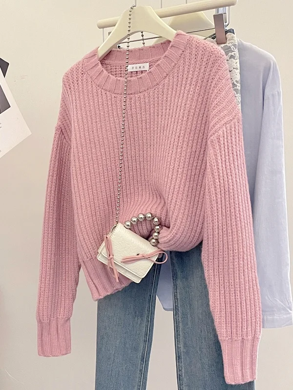 Вязаный свитер Laid-ba Sle, розовый топ Camere, корейский свободный крой, удобный модный тренд для женщин среднего возраста
Вязаный свитер Laid-ba Sle, розовый топ Camere, корейский свободный крой, удобный модный тренд для женщин среднего возраста