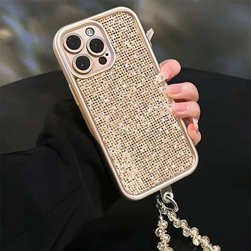 Luxury Gold Glitter Bling Silicone Phone Case For iPhone 17 Pro 16 15 Pro Max 14 13 12 Pro Max Sparkly Cover With Crystal Chain
Luxury Gold Glitter Bling Silicone Phone Case For iPhone 17 Pro 16 15 Pro Max 14 13 12 Pro Max Sparkly Cover With Crystal Chain