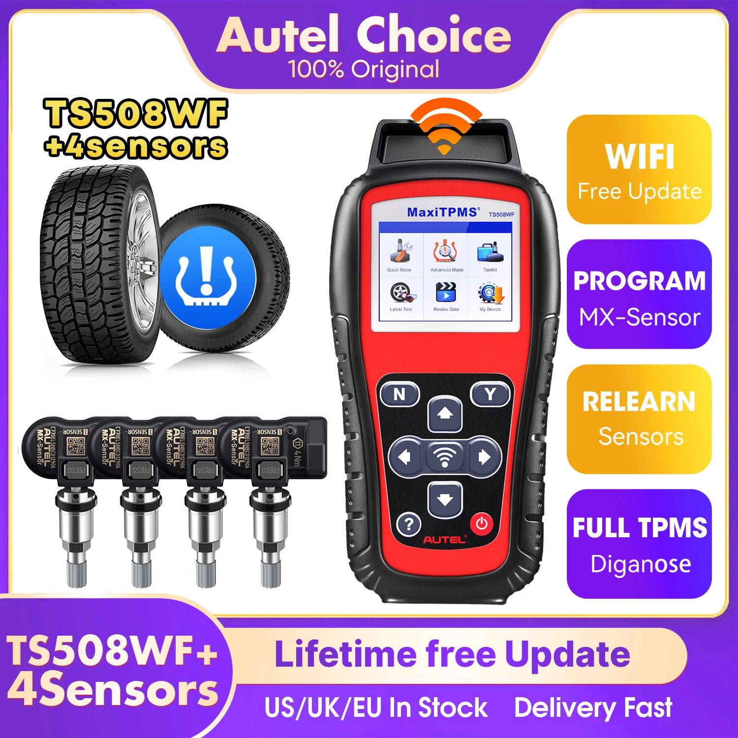 Autel MaxiTPMS TS508 TS508WF TPMS Tool 315 433 МГц MX-сенсорный программатор Монитор давления в шинах Инструмент диагностики и обслуживания автомобилей
Autel MaxiTPMS TS508 TS508WF TPMS Tool 315 433 МГц MX-сенсорный программатор Монитор давления в шинах Инструмент диагностики и обслуживания автомобилей