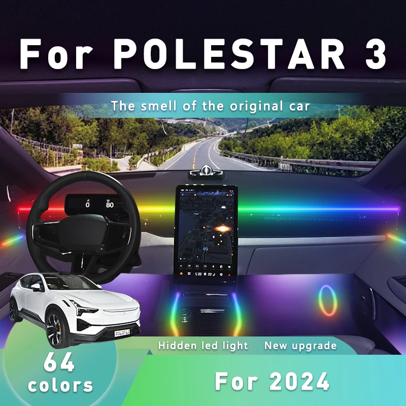 FILIPLI For The POLESTAR 3 For 2024 64 Color RGB Acrylic Car Ambient Light Waterproof Simple installation Interior Mood Lights
FILIPLI For The POLESTAR 3 For 2024 64 Color RGB Acrylic Car Ambient Light Waterproof Simple installation Interior Mood Lights
