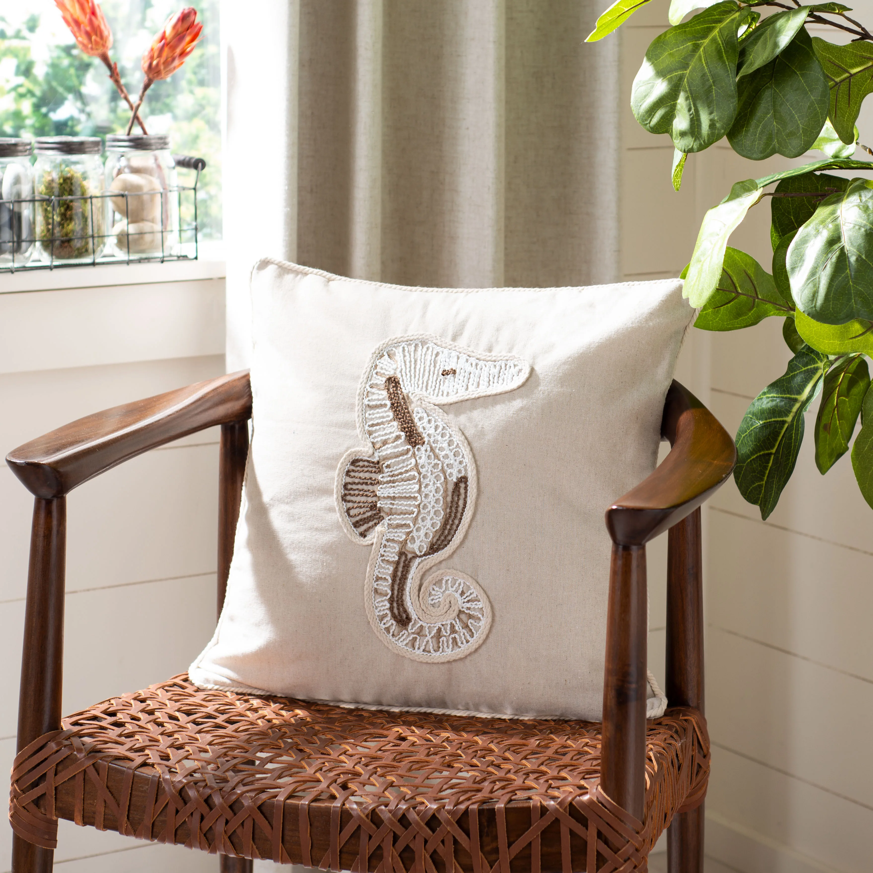 Seahorse coastal plush pillow 18 inches square natural texture
Seahorse coastal plush pillow 18 inches square natural texture