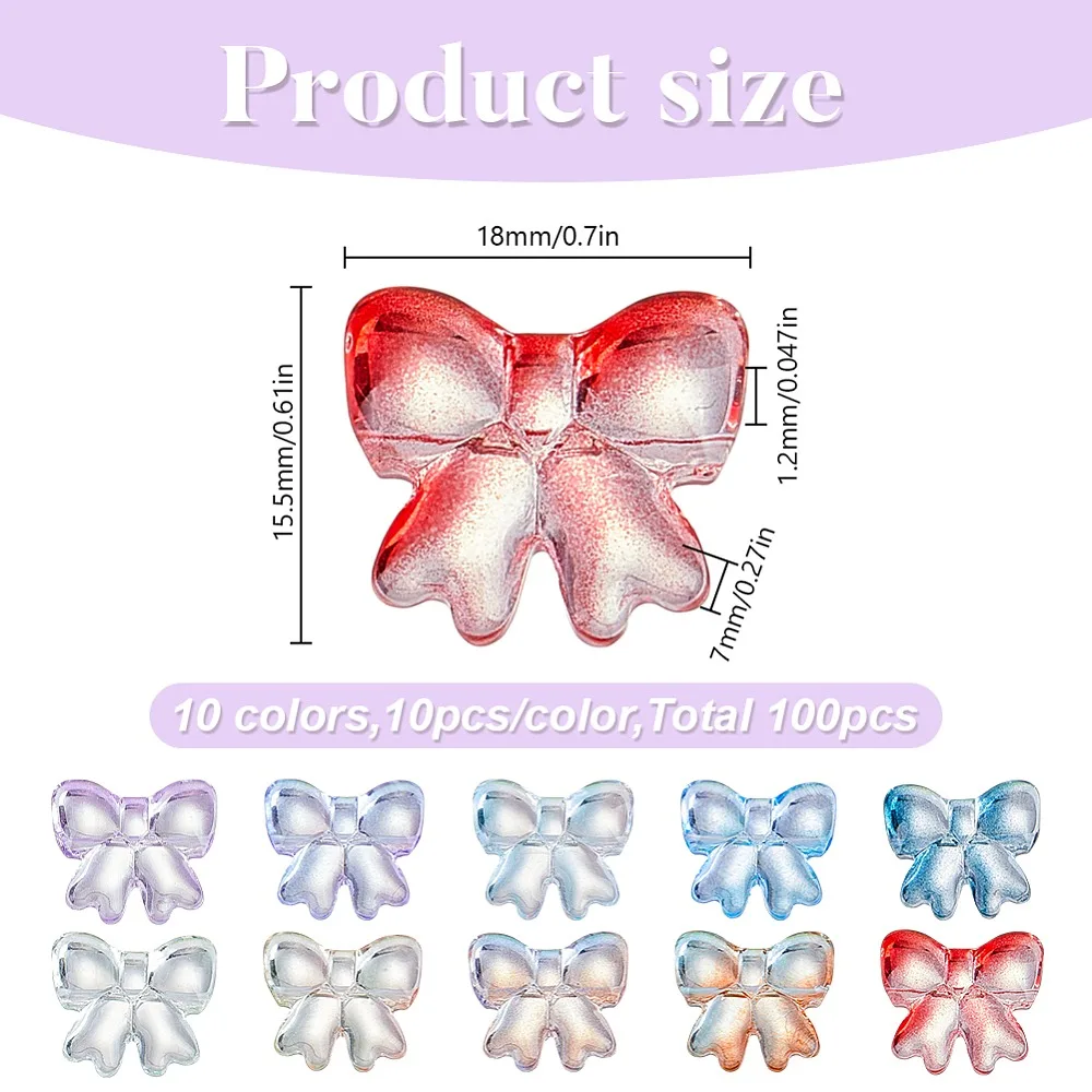 100Pcs 10 Colors Transparent Glass Beads Bowknot Mixed Color 15.5x18x7mm Hole: 1.2mm 10pcs/color
100Pcs 10 Colors Transparent Glass Beads Bowknot Mixed Color 15.5x18x7mm Hole: 1.2mm 10pcs/color