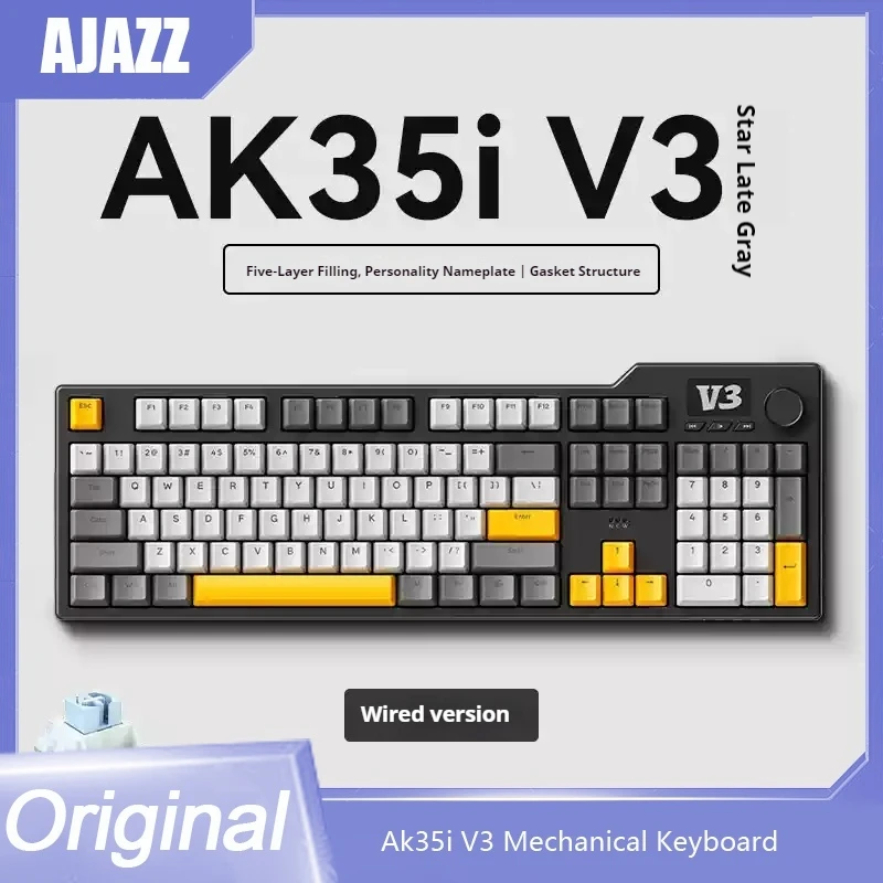 New Ajazz Ak35i V3 Tri-Mode Wired And Bluetooth Wireless Gaming Keyboard Gasket Full Key Hot Swap 104 Keys Customized Keyboard
New Ajazz Ak35i V3 Tri-Mode Wired And Bluetooth Wireless Gaming Keyboard Gasket Full Key Hot Swap 104 Keys Customized Keyboard
