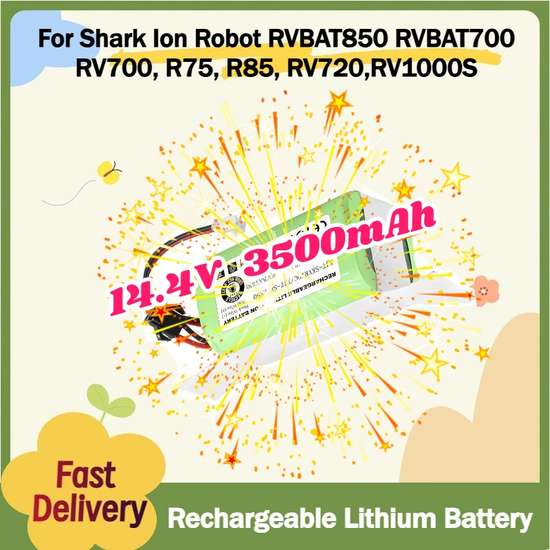 Aleaviy Replacement Battery for Shark Ion Robot RVBAT850 RVBAT700 3500mAh 14.4V Compatible with RV700, R75, R85, RV720,RV1000S