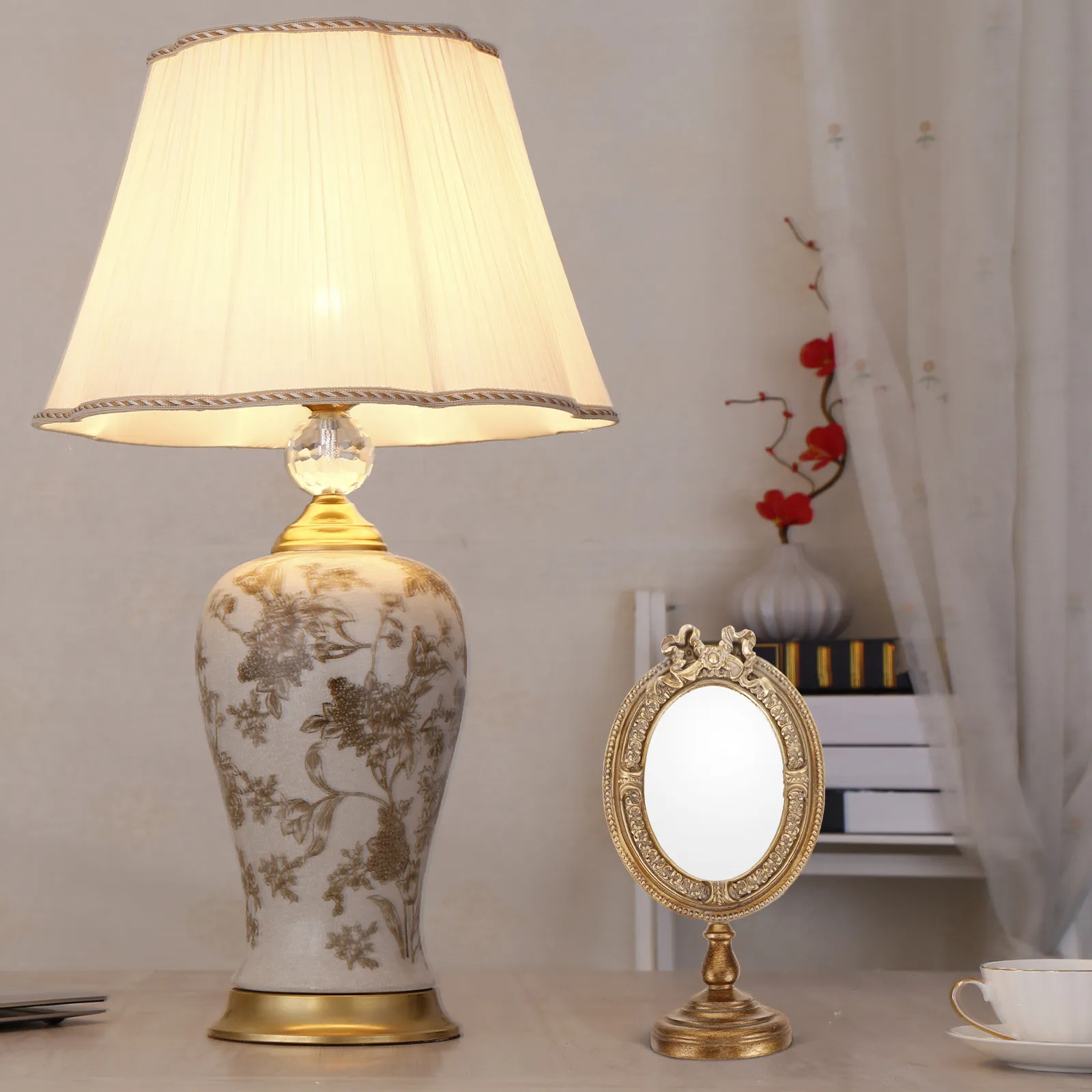 Makeup Mirror Desktop European Style Portable Vanity Mirror Hd Surface Lightweight for Bedroom Living Room Table
Makeup Mirror Desktop European Style Portable Vanity Mirror Hd Surface Lightweight for Bedroom Living Room Table