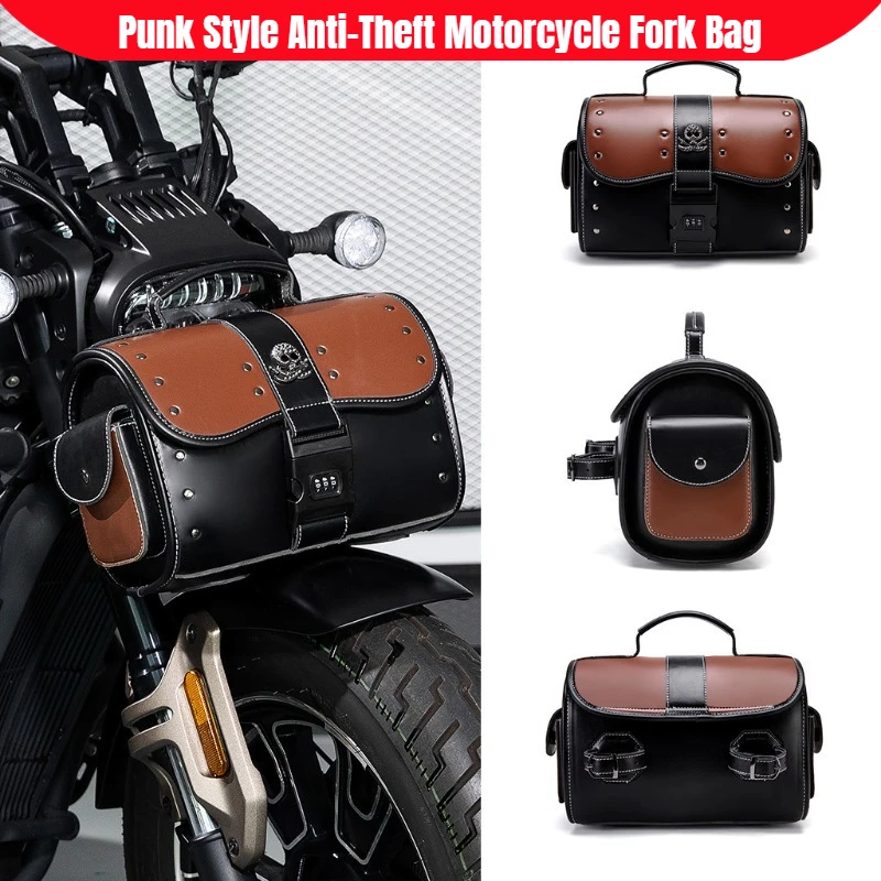 Universal Punk Retro PU Leather Handlebar Waterproof Anti-Theft Motorcycle Front Fork Pouch for Harley Honda Suzuki Kawasaki
Universal Punk Retro PU Leather Handlebar Waterproof Anti-Theft Motorcycle Front Fork Pouch for Harley Honda Suzuki Kawasaki