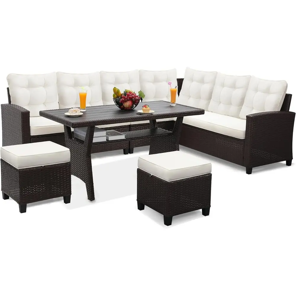 6-Piece Patio urniture Set, Outdoor Sectional Soa with Dining Table & Chairs, All-Weather Dining Set with Removable Cushion Cove
6-Piece Patio urniture Set, Outdoor Sectional Soa with Dining Table & Chairs, All-Weather Dining Set with Removable Cushion Cove