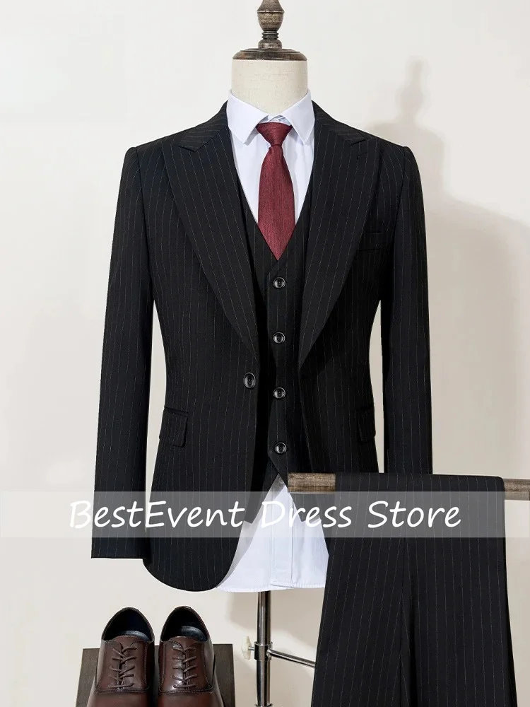 High-quality black striped suit slim luxurious and elegant men's business suit wedding fashion clothing 3-piece set Customized
High-quality black striped suit slim luxurious and elegant men's business suit wedding fashion clothing 3-piece set Customized