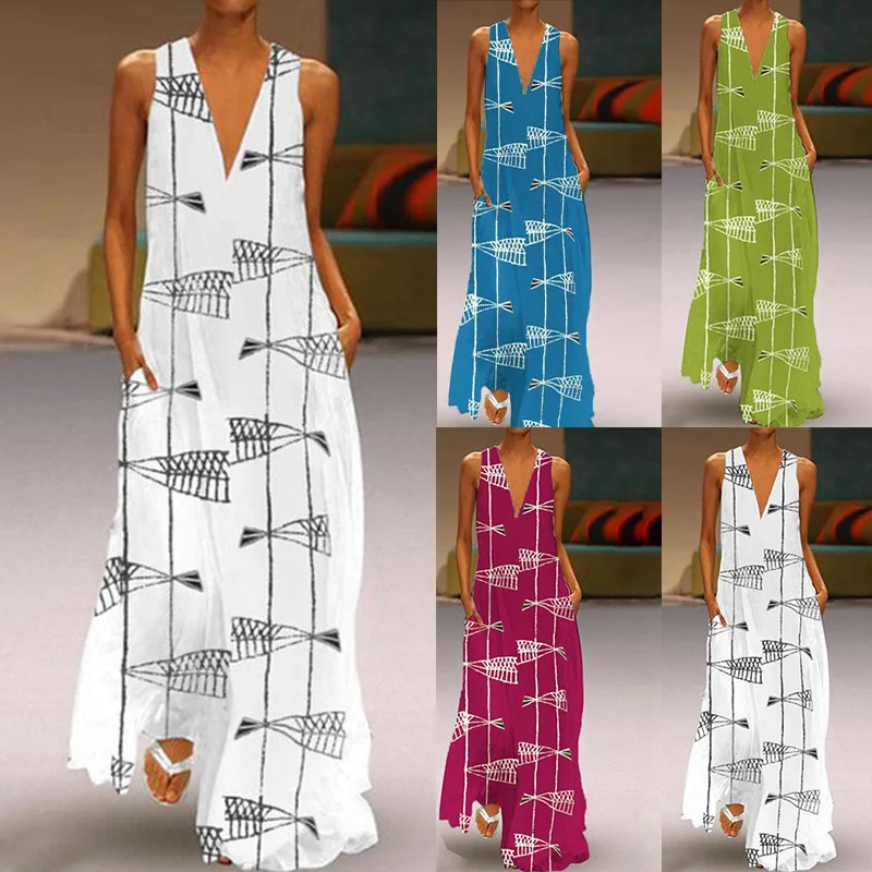 Women's Oversized 5XL Sleeveless V-neck Long Dress with Fishtail Print Casual Dress Bohemian Beach Dress
Women's Oversized 5XL Sleeveless V-neck Long Dress with Fishtail Print Casual Dress Bohemian Beach Dress