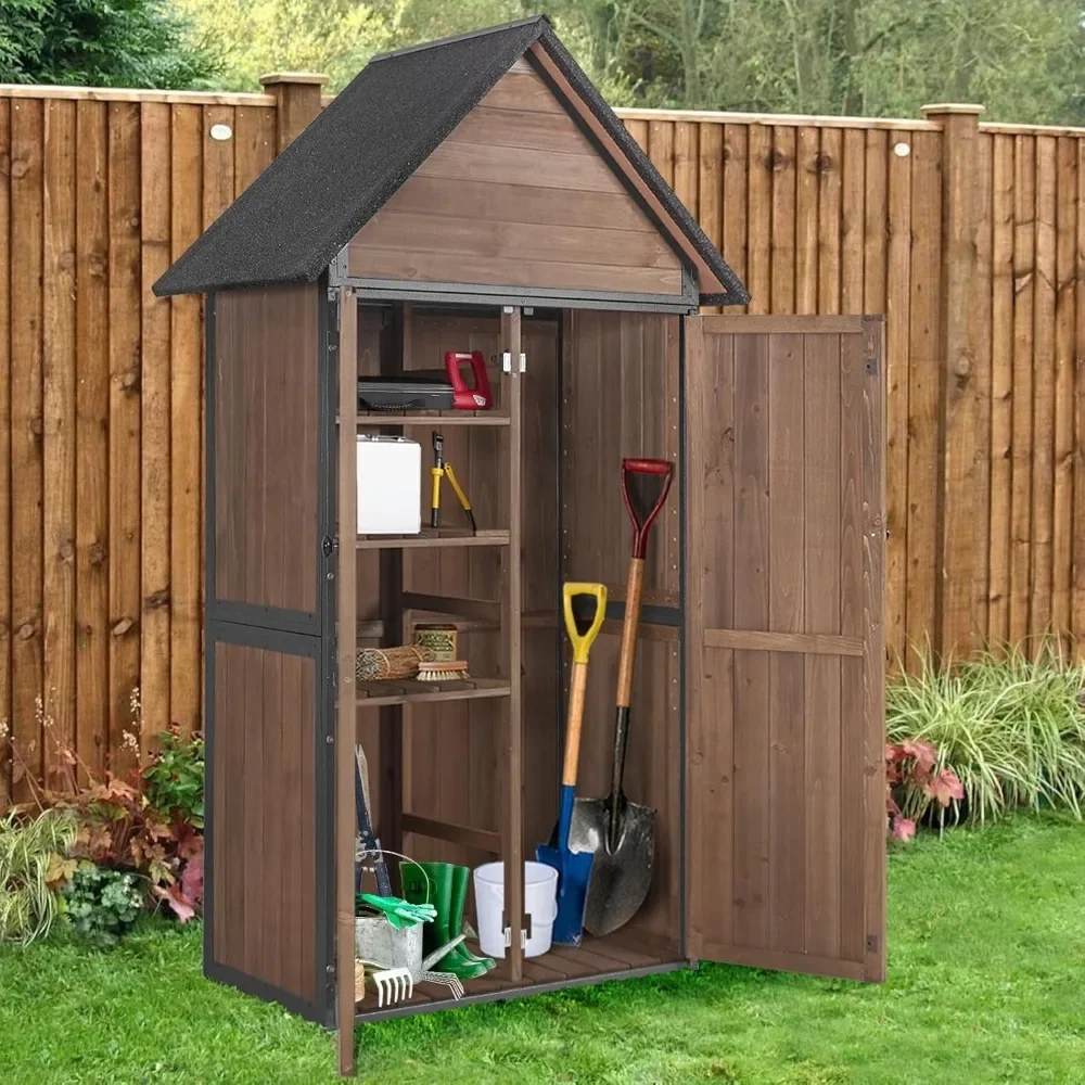 Outdoor Storage Shed,Vertical Wooden Tool Shed with Waterproof Roof,Adjustable 3 Tiers Shelves,Storage Tool Cabinet Box
Outdoor Storage Shed,Vertical Wooden Tool Shed with Waterproof Roof,Adjustable 3 Tiers Shelves,Storage Tool Cabinet Box