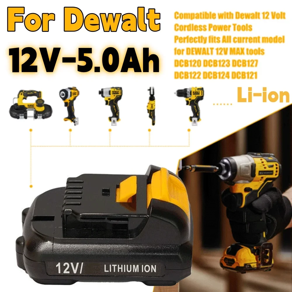 12V 5000mAh lithium-ion battery suitable for Dewalt cordless drill tool DCB120 DCB123 DCB127 DCB121 DCD710S2 DCF610S2 DCF805
12V 5000mAh lithium-ion battery suitable for Dewalt cordless drill tool DCB120 DCB123 DCB127 DCB121 DCD710S2 DCF610S2 DCF805