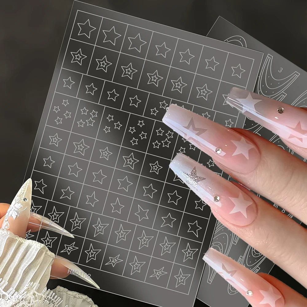 1Pcs Hollow Star French Spray-painted Nail Sticker 3D Clear Flower Bowknot Heart Nail Art Stencils Decals DIY Pentagram Template
1Pcs Hollow Star French Spray-painted Nail Sticker 3D Clear Flower Bowknot Heart Nail Art Stencils Decals DIY Pentagram Template