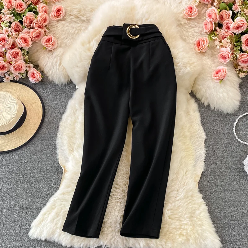 ssTss Black Harlan Pants Women's Show Thin Versatile Autumn Ankle-Length Pants Girl High Waist Small Foot Office Straight Pants
ssTss Black Harlan Pants Women's Show Thin Versatile Autumn Ankle-Length Pants Girl High Waist Small Foot Office Straight Pants