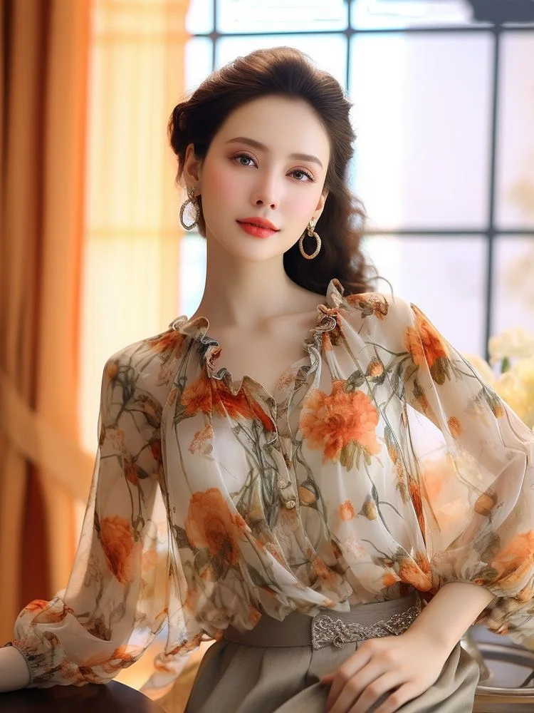 2024 Floral Tops Sweet Ladies Printing Pullovers Young Style V-neck T-Shirts Summer Thin Fashion Long Sleeve Women's Clothing
2024 Floral Tops Sweet Ladies Printing Pullovers Young Style V-neck T-Shirts Summer Thin Fashion Long Sleeve Women's Clothing